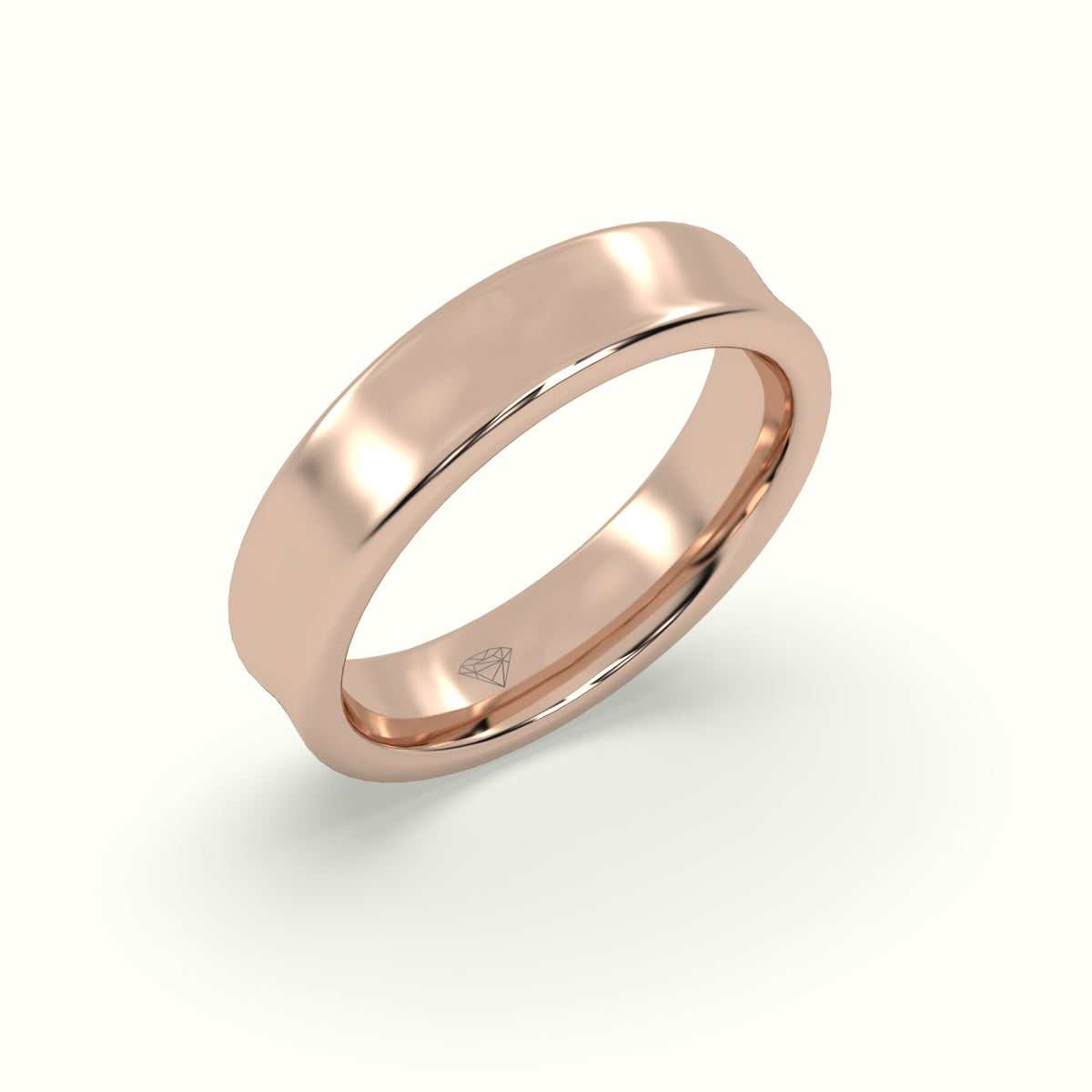 D Shape Court Profile Women'S Wedding Band — Rose Gold