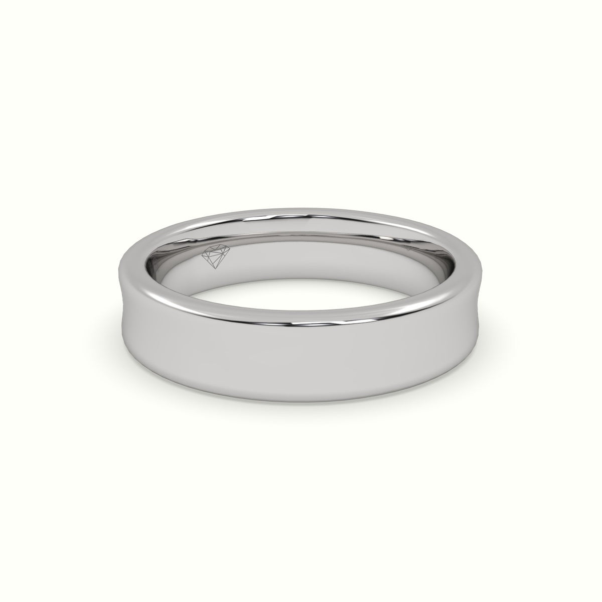 D Shape Court Profile Women'S Wedding Band — White Gold