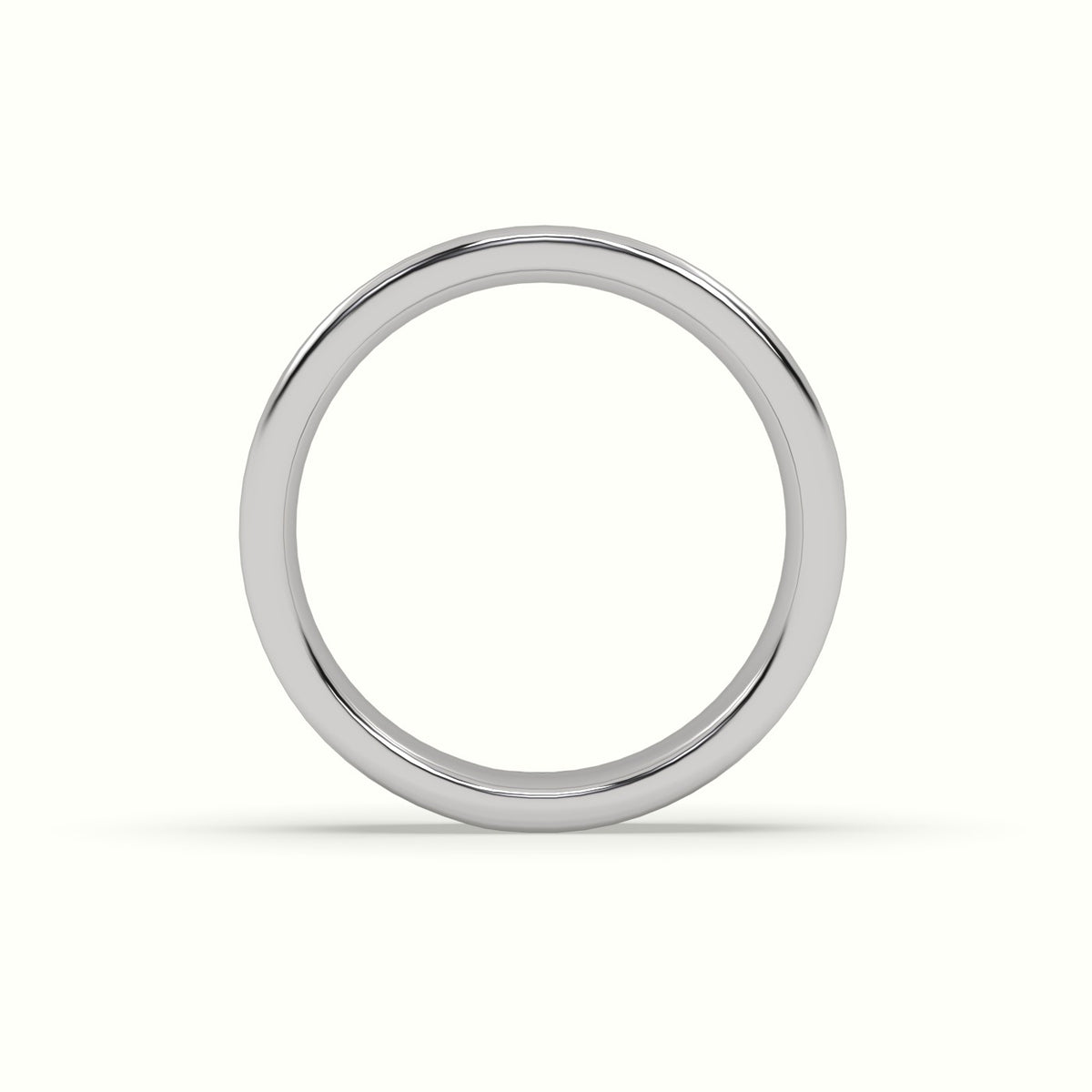 D Shape Court Profile Women'S Wedding Band — White Gold