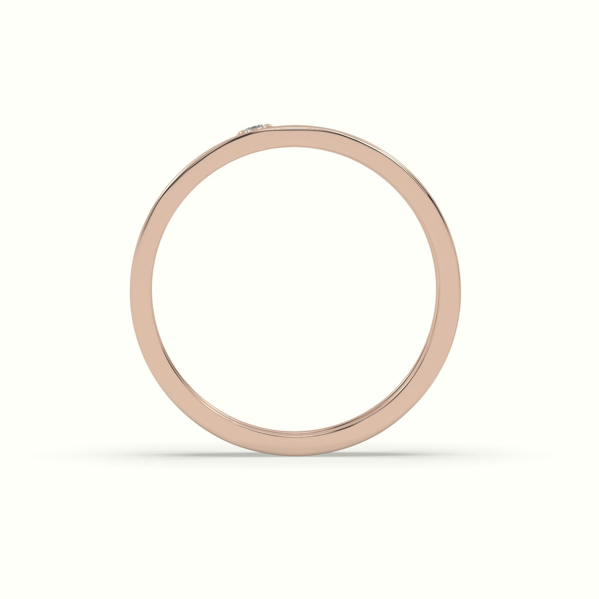 Single Stone Diamond Wedding Band — Rose Gold