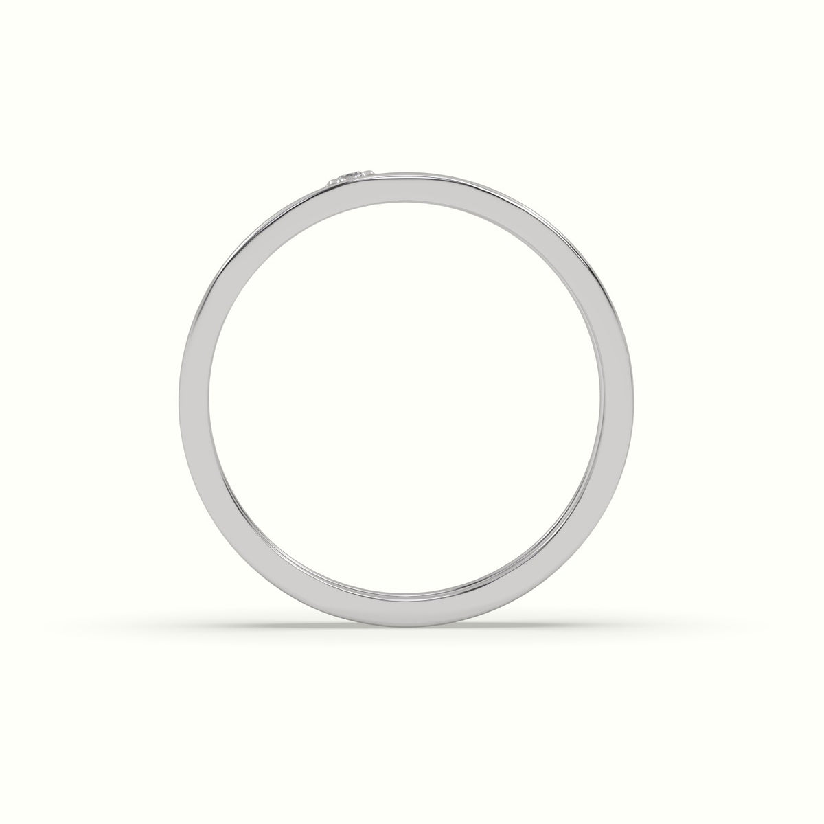 Single Stone Diamond Wedding Band — White Gold