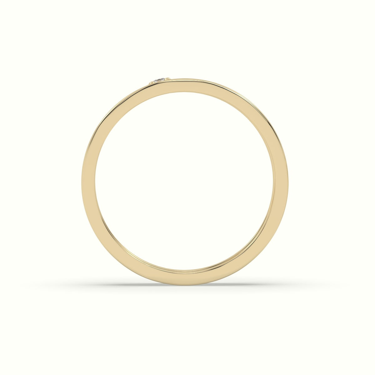 Single Stone Diamond Wedding Band — Yellow Gold