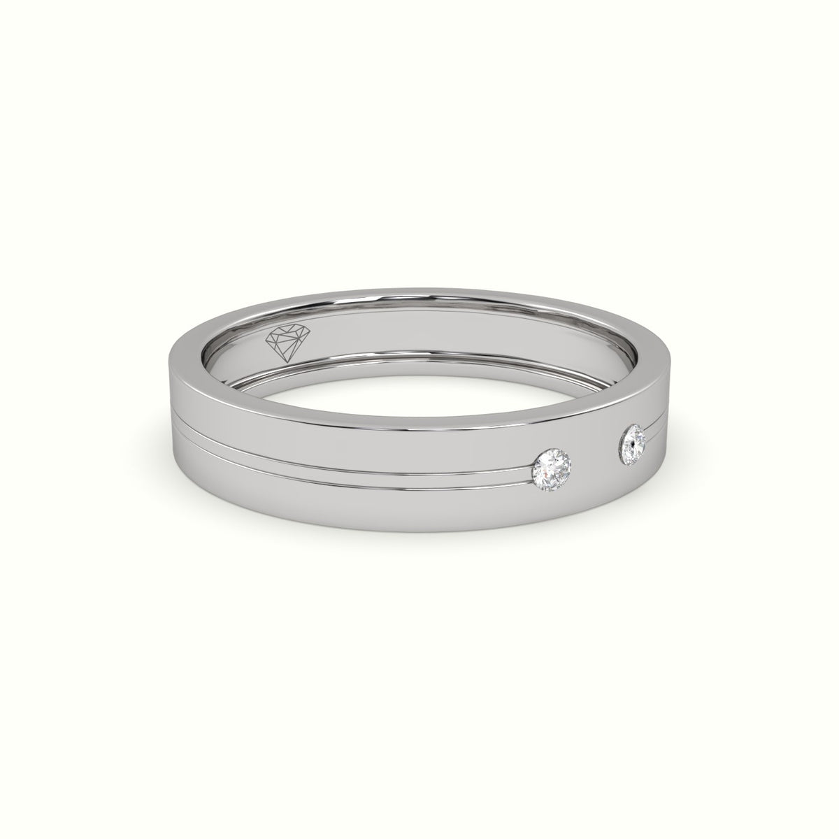 Flush Set Diamond Wedding Band — White Gold