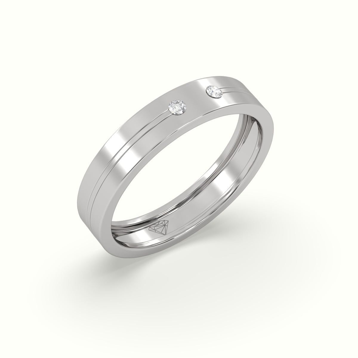 Flush Set Diamond Wedding Band — White Gold