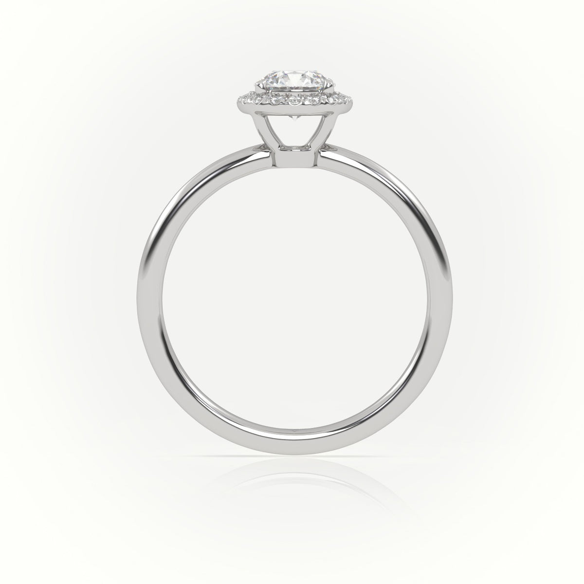 Round-Cut Diamond 4 Prongs Halo Setting Engagement Ring — White Gold