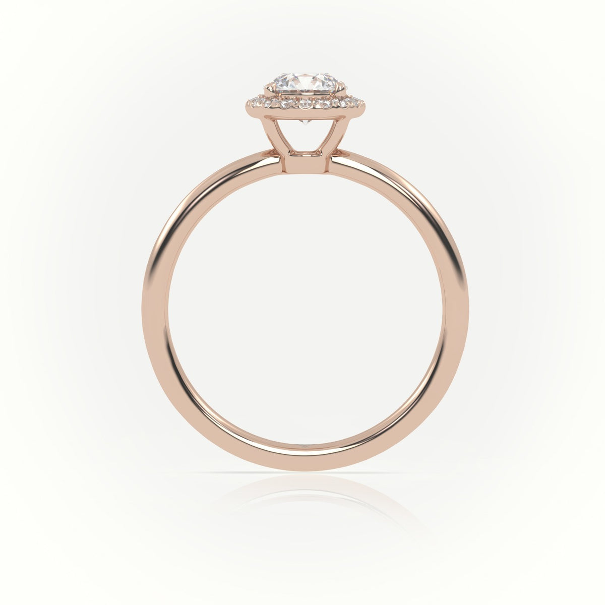 Round-Cut Diamond 4 Prongs Halo Setting Engagement Ring — Rose Gold