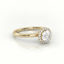Round-Cut Diamond 4 Prongs Halo Setting Engagement Ring — Yellow Gold
