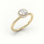 Round-Cut Diamond 4 Prongs Halo Setting Engagement Ring — Yellow Gold