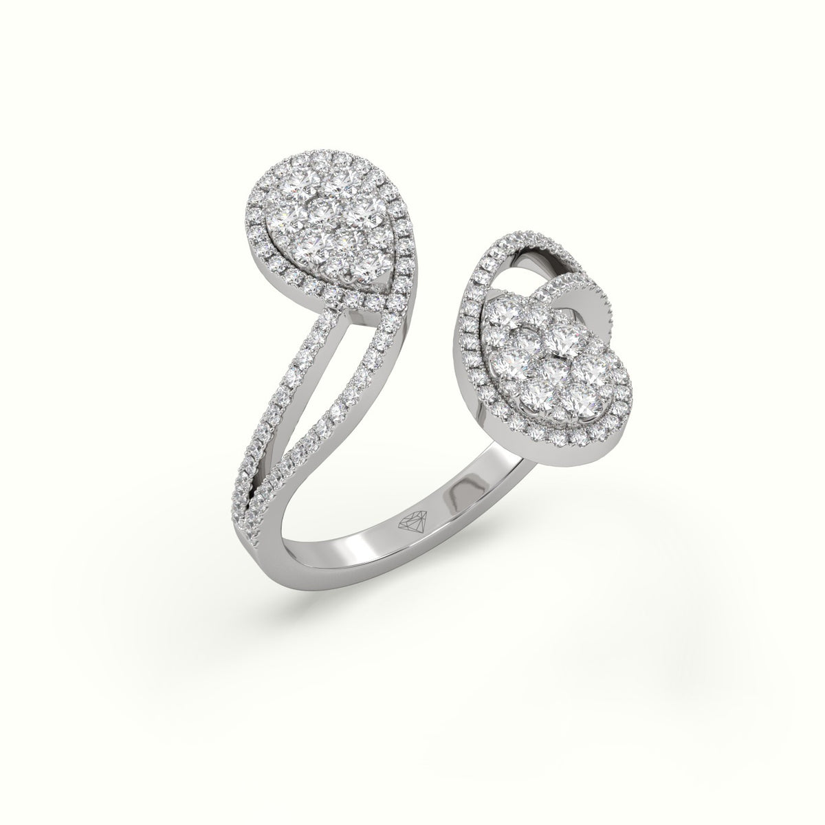 Toi & Moi Pear Shaped Illusion Setting Round Brilliant Diamonds — White Gold
