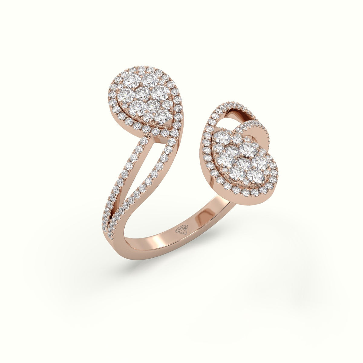Toi & Moi Pear Shaped Illusion Setting Round Brilliant Diamonds — Rose Gold
