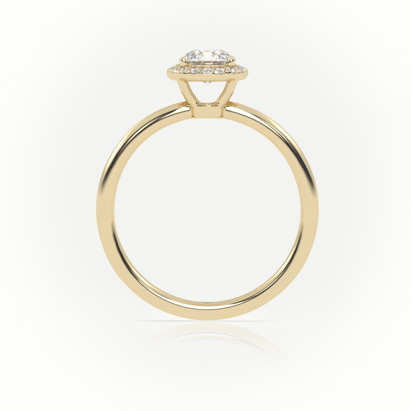 Round-Cut Diamond 4 Prongs Halo Setting Engagement Ring — Yellow Gold