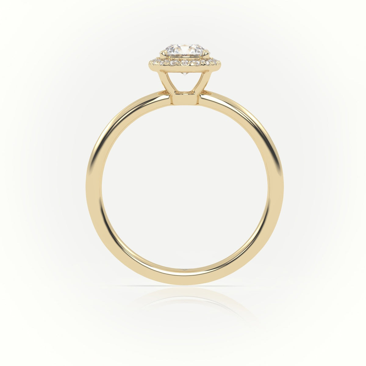 Round-Cut Diamond 4 Prongs Halo Setting Engagement Ring — Yellow Gold