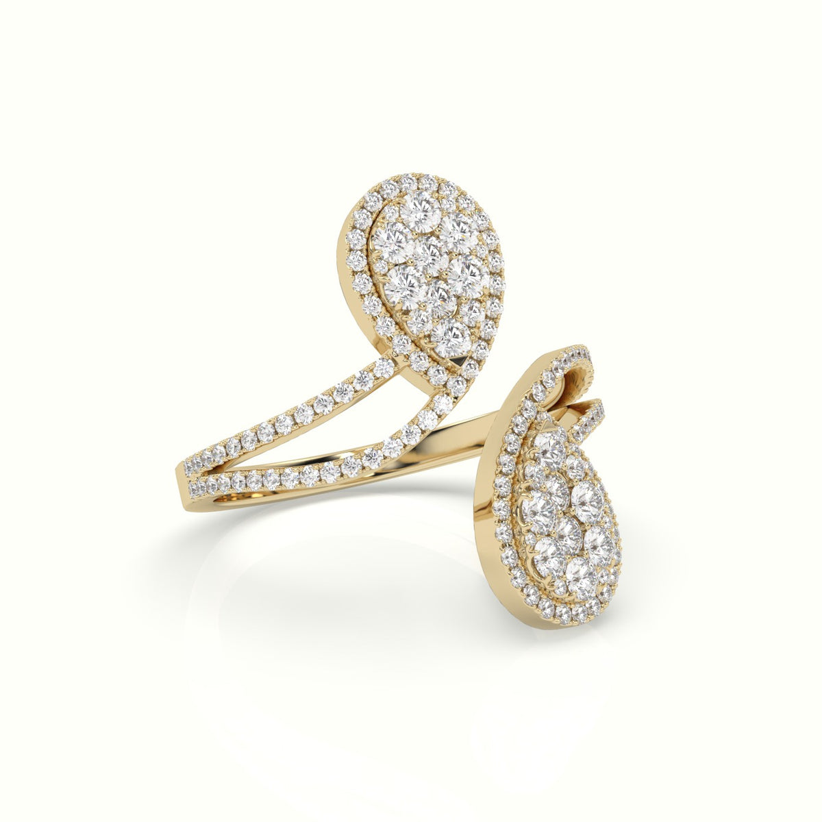 Toi & Moi Pear Shaped Illusion Setting Round Brilliant Diamonds — Yellow Gold