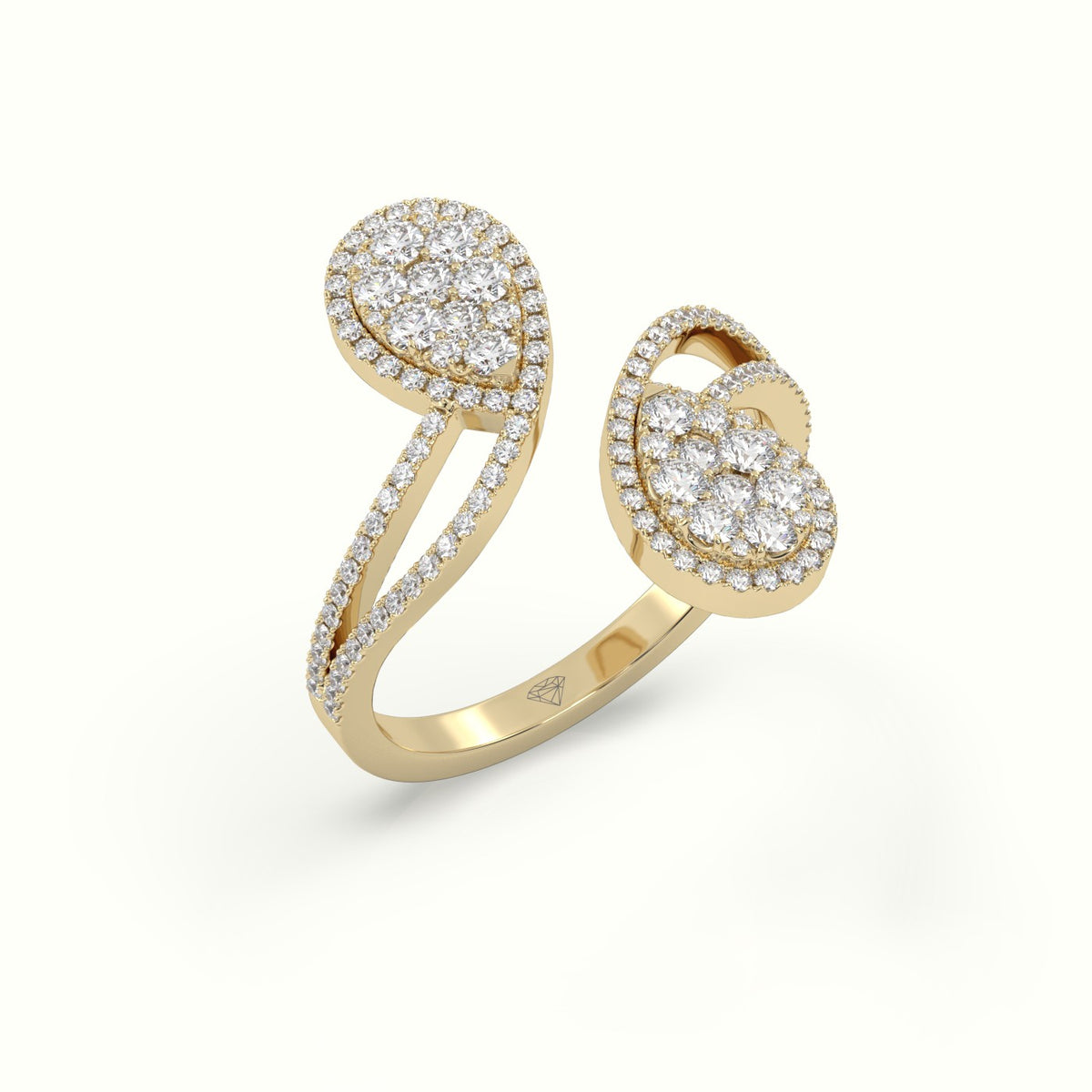 Toi & Moi Pear Shaped Illusion Setting Round Brilliant Diamonds — Yellow Gold