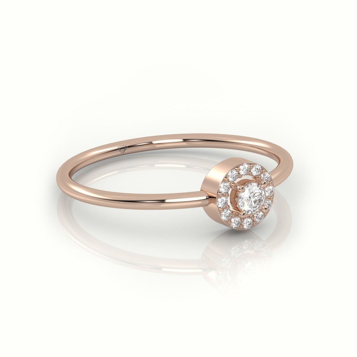 Round Cut Diamond 4 Prongs Halo Setting Ring — Rose Gold