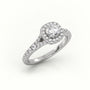 Round Cut Diamond Scallop Setting Vintage Engagement Ring — White Gold