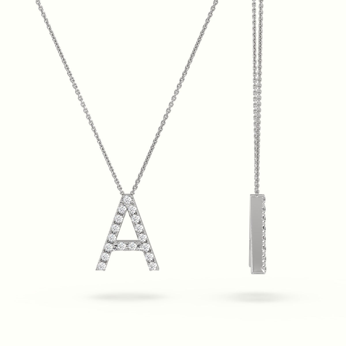 Initial "A" Diamond Necklace - 18k Gold — White Gold