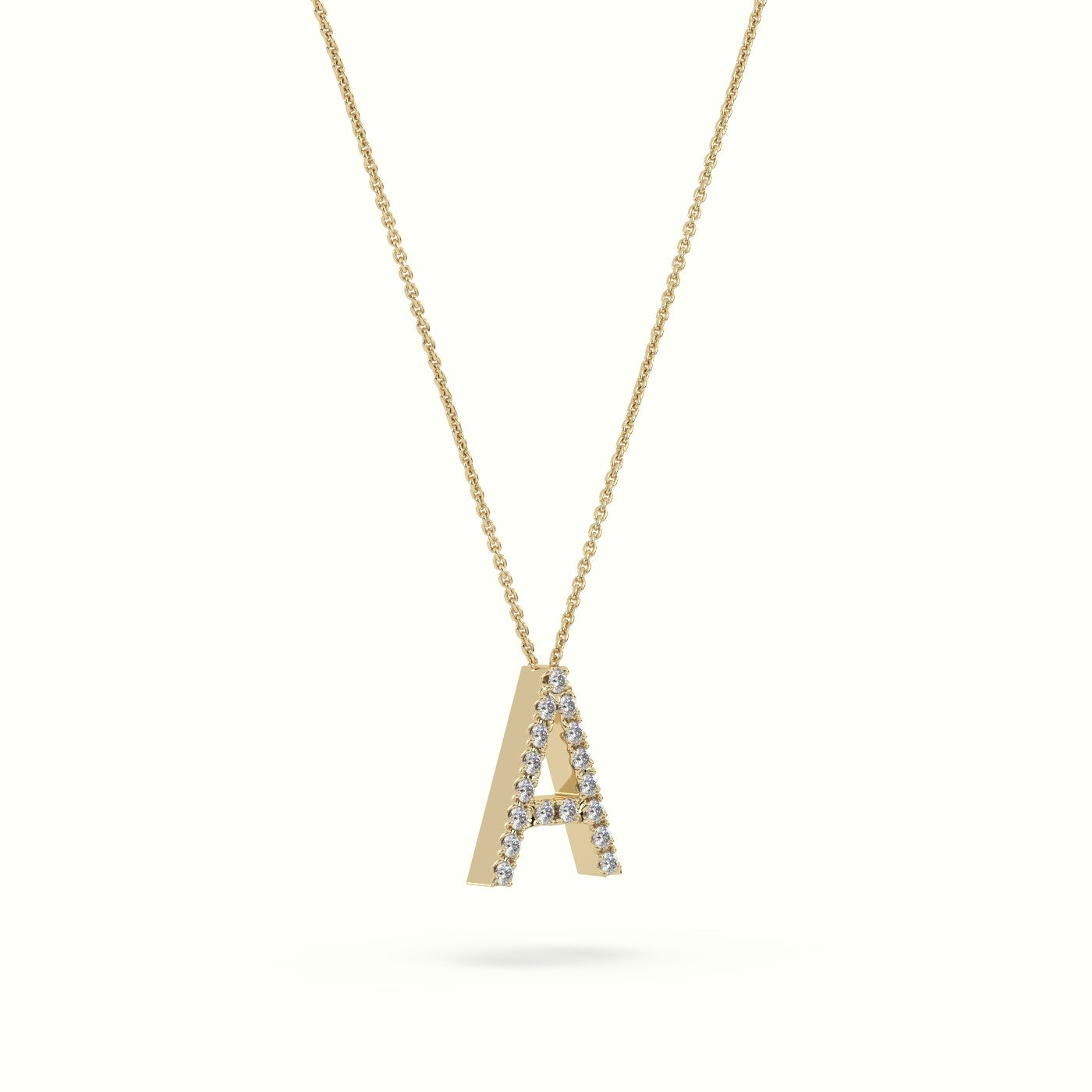Initial "A" Diamond Necklace - 18k Gold — Yellow Gold