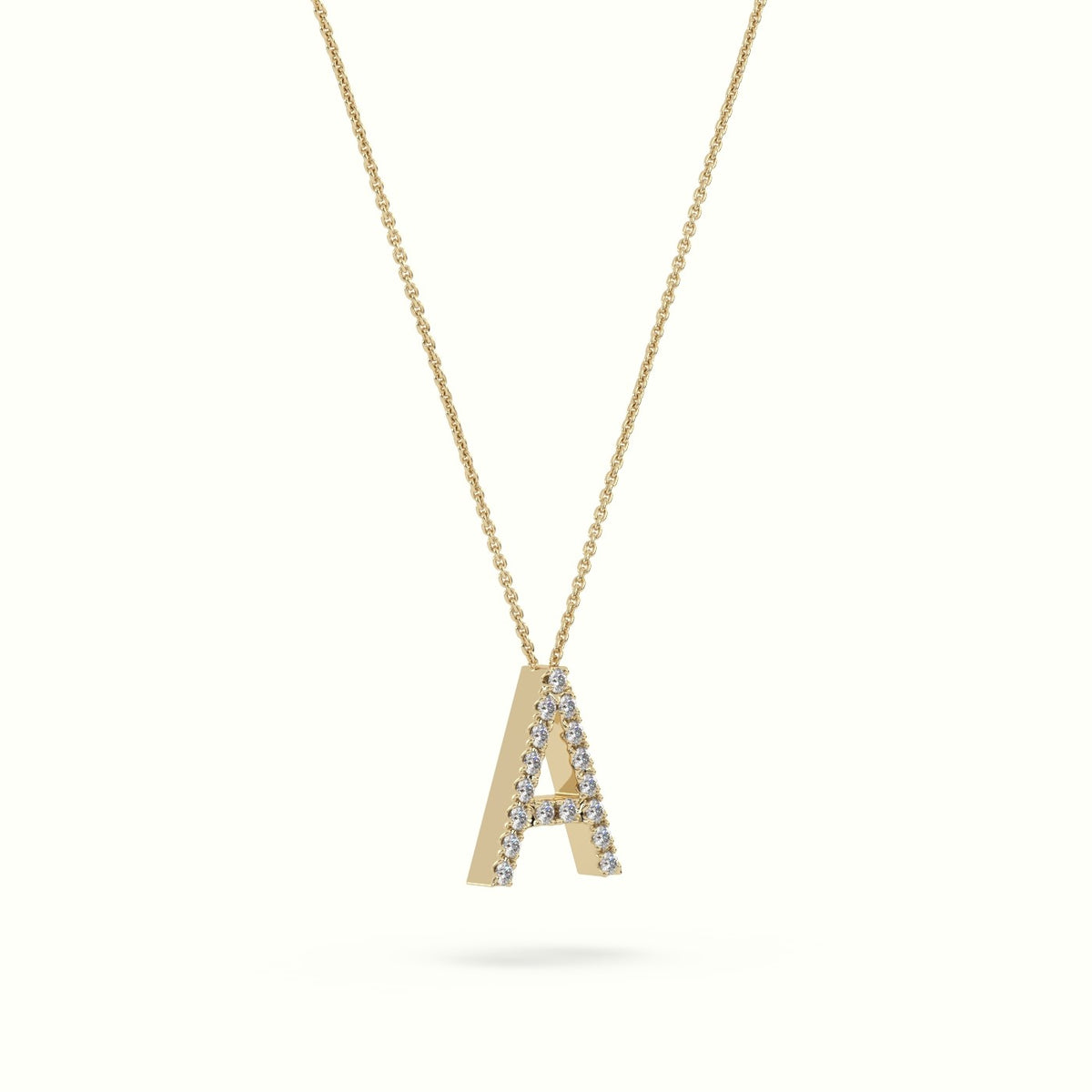 Initial "A" Diamond Necklace - 18k Gold — Yellow Gold