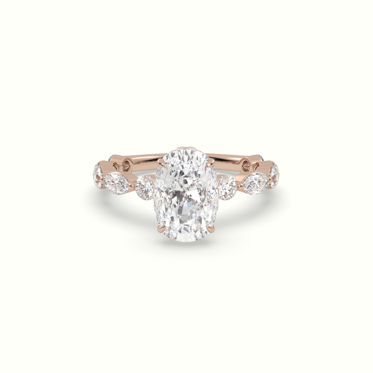 The Laura Cushion Cut Elongated 4 Prong Diamond Engagement Ring