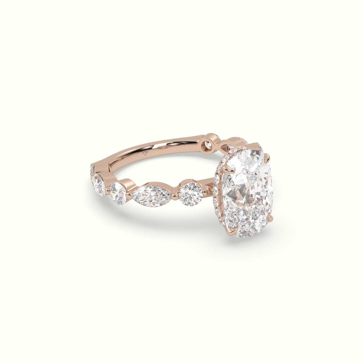 The Laura Cushion Cut Elongated 4 Prong Diamond Engagement Ring