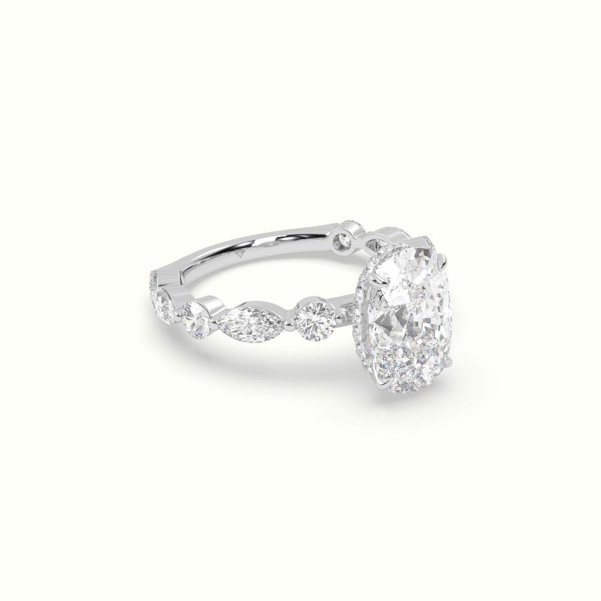 The Laura Cushion Cut Elongated 4 Prong Diamond Engagement Ring