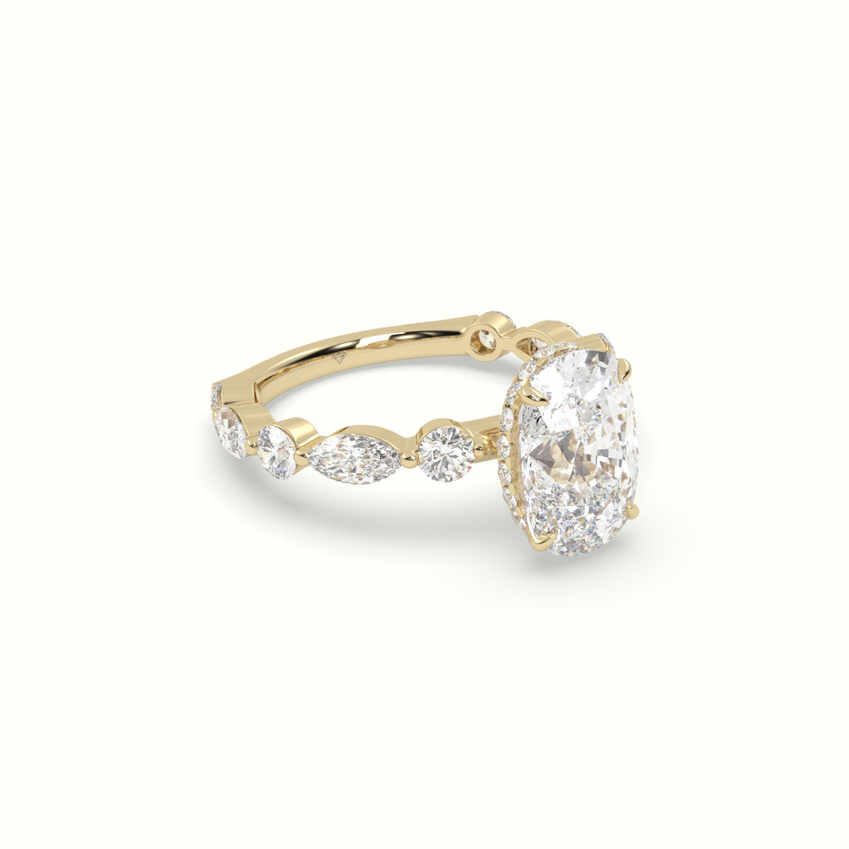 The Laura Cushion Cut Elongated 4 Prong Diamond Engagement Ring