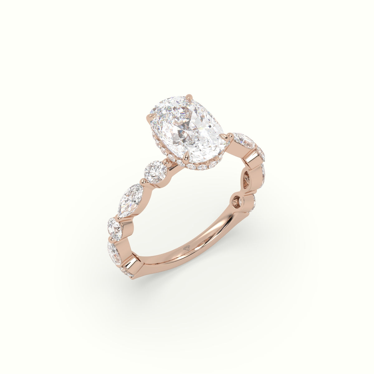 The Laura Cushion Cut Elongated 4 Prong Diamond Engagement Ring