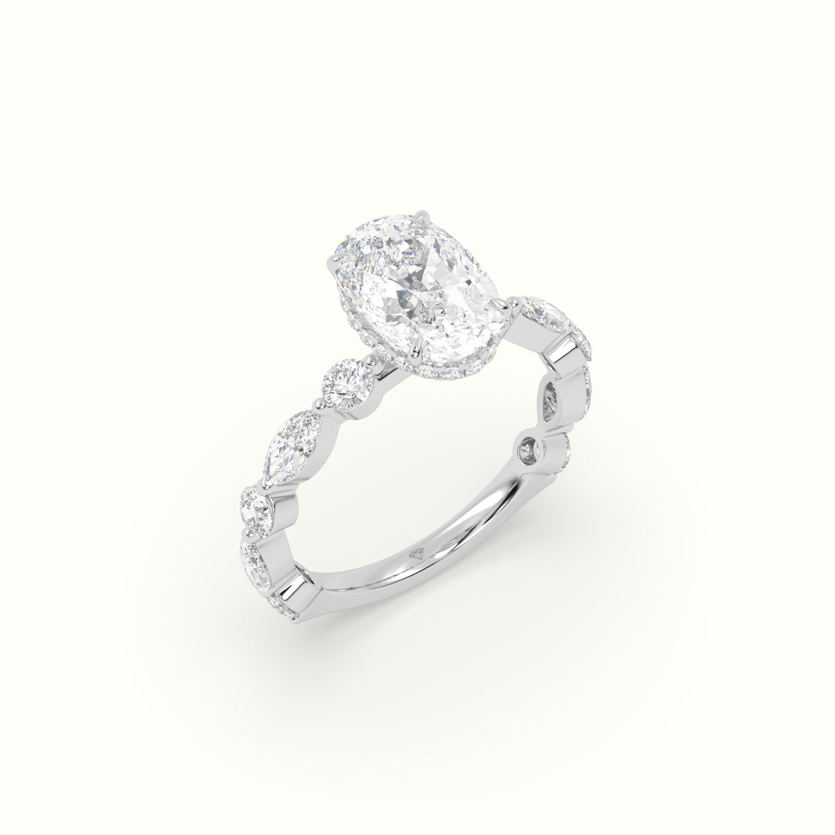 The Laura Cushion Cut Elongated 4 Prong Diamond Engagement Ring