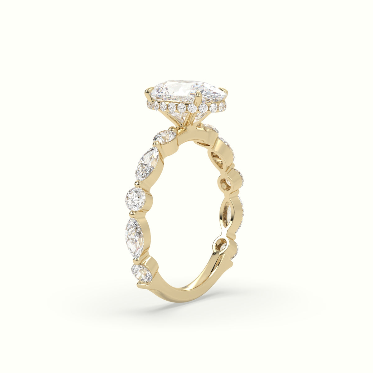 The Laura Cushion Cut Elongated 4 Prong Diamond Engagement Ring