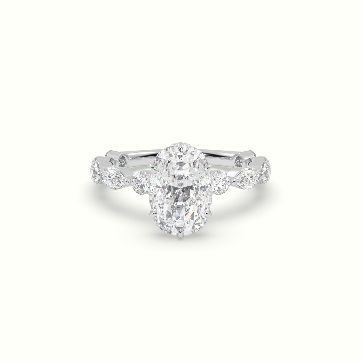 The Laura Cushion Cut Elongated 6 Prong Diamond Engagement Ring