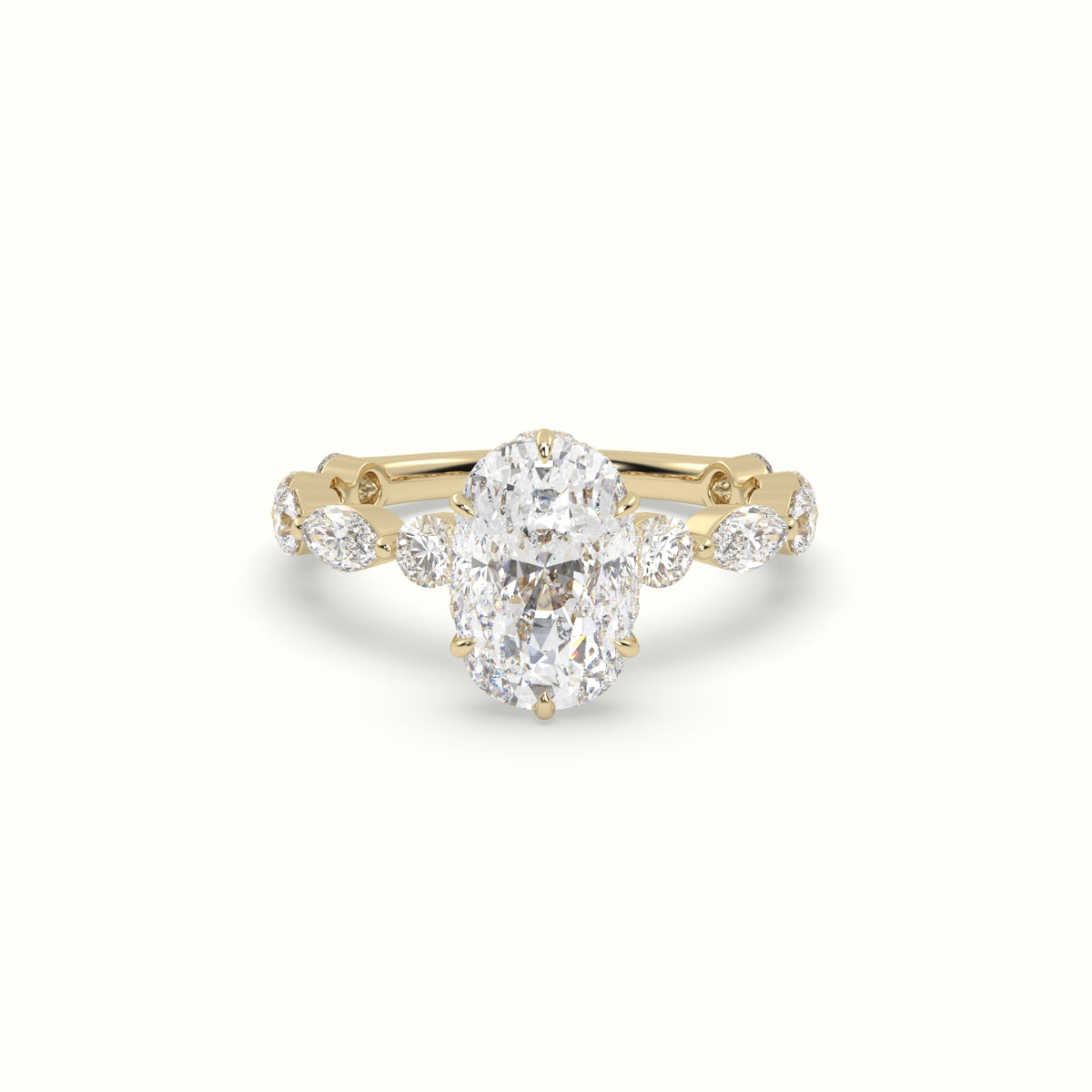 The Laura Cushion Cut Elongated 6 Prong Diamond Engagement Ring