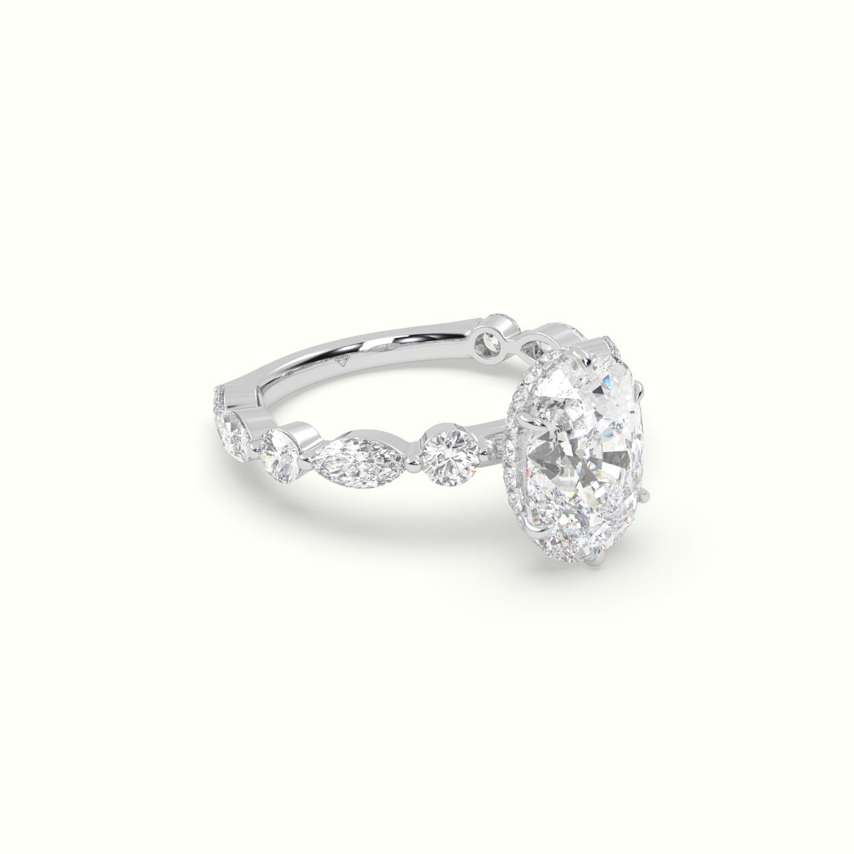 The Laura Cushion Cut Elongated 6 Prong Diamond Engagement Ring