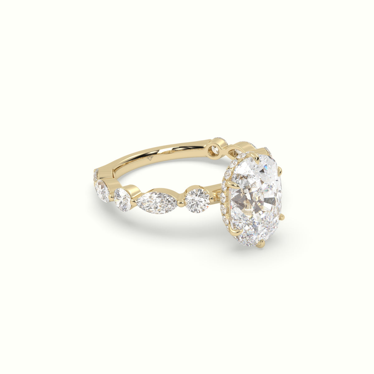 The Laura Cushion Cut Elongated 6 Prong Diamond Engagement Ring