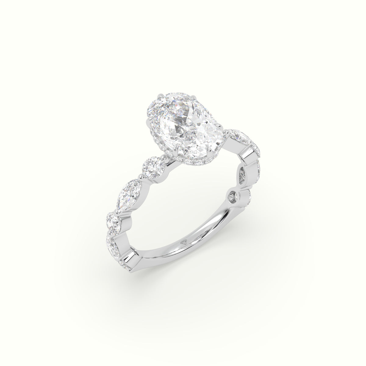 The Laura Cushion Cut Elongated 6 Prong Diamond Engagement Ring