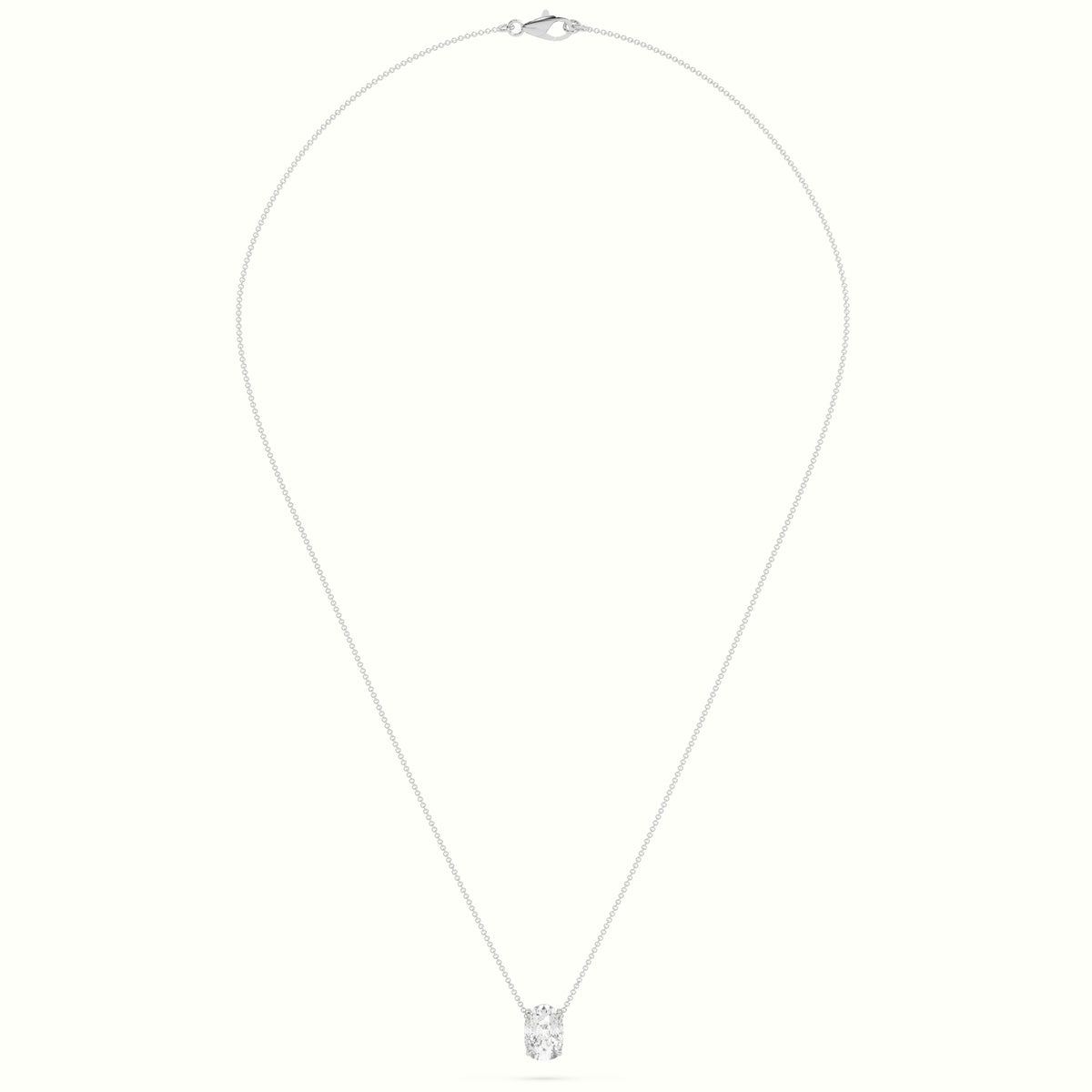 Cushion Cut Fixed Solitaire Diamond Necklace