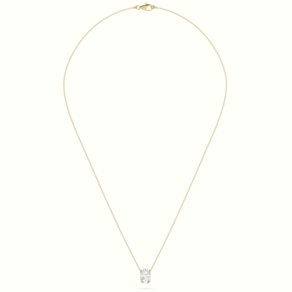 Cushion Cut Fixed Solitaire Diamond Necklace