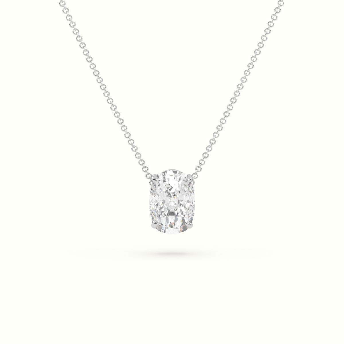 Cushion Cut Fixed Solitaire Diamond Necklace