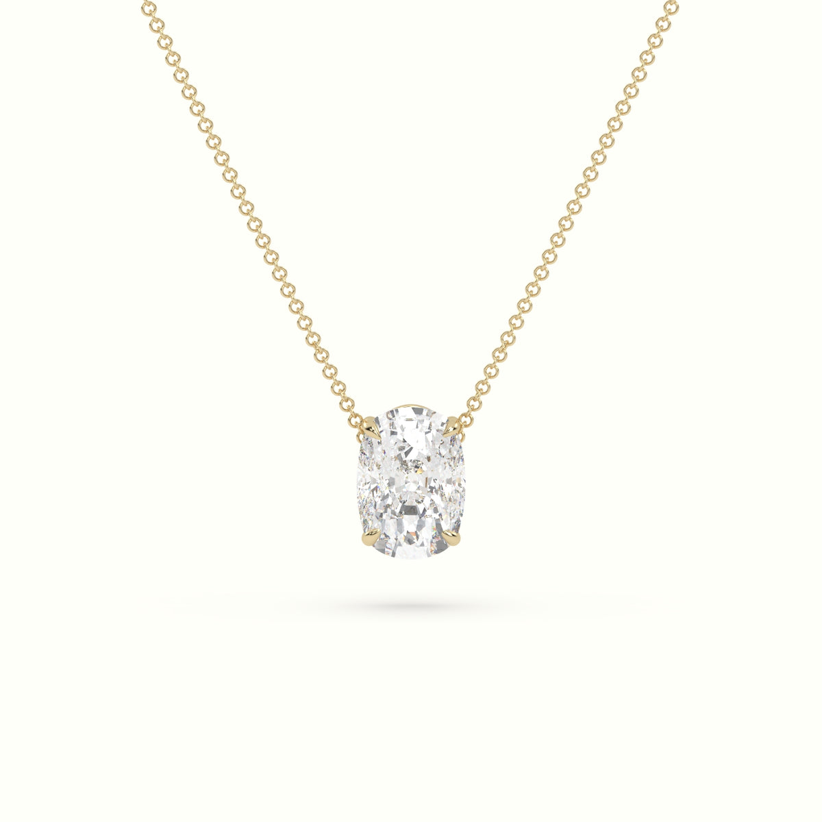 Cushion Cut Fixed Solitaire Diamond Necklace