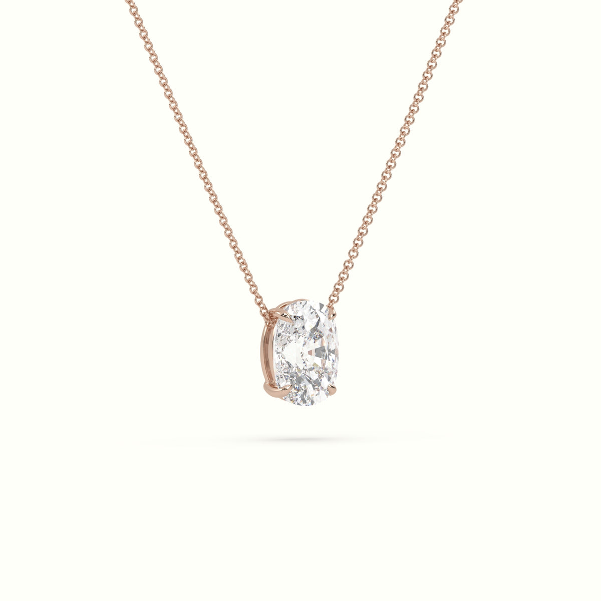 Cushion Cut Fixed Solitaire Diamond Necklace