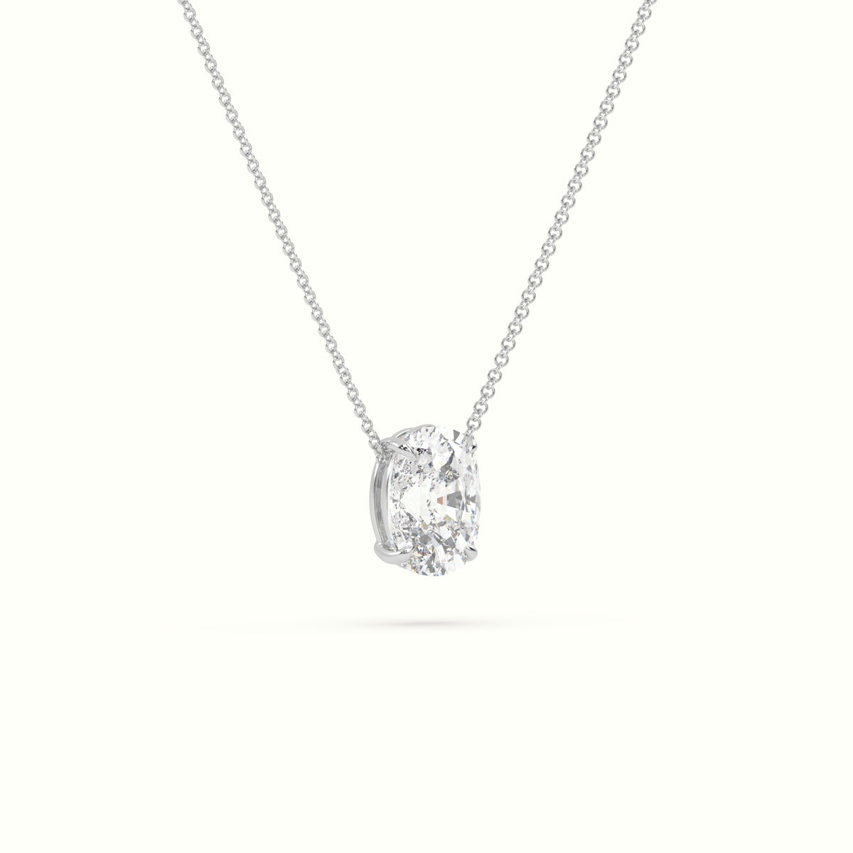 Cushion Cut Fixed Solitaire Diamond Necklace