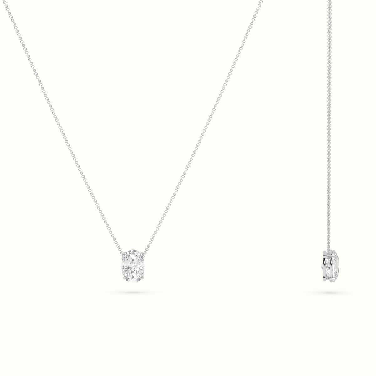 Cushion Cut Fixed Solitaire Diamond Necklace