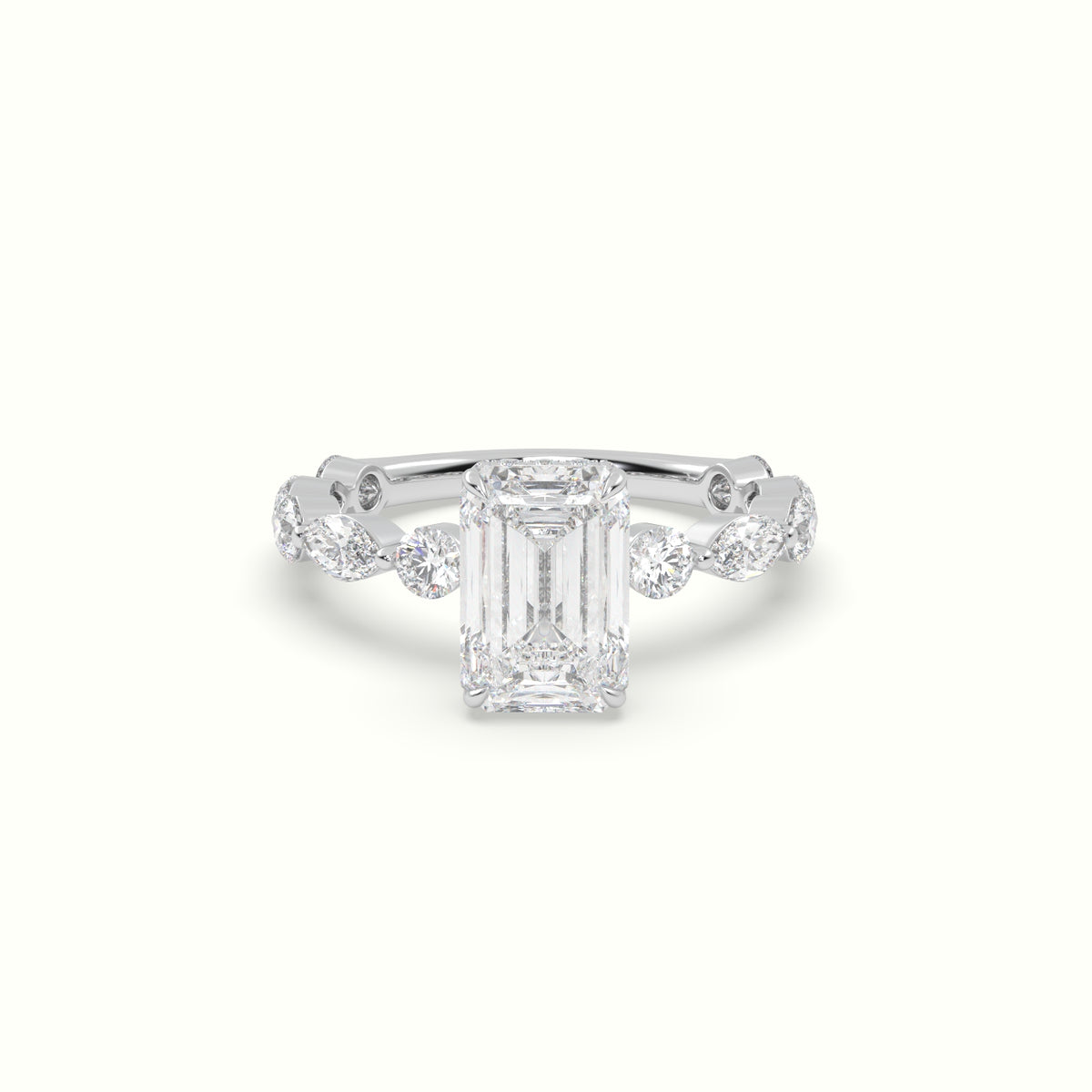 The Laura Emerald Cut 4 Prong Diamond Engagement Ring