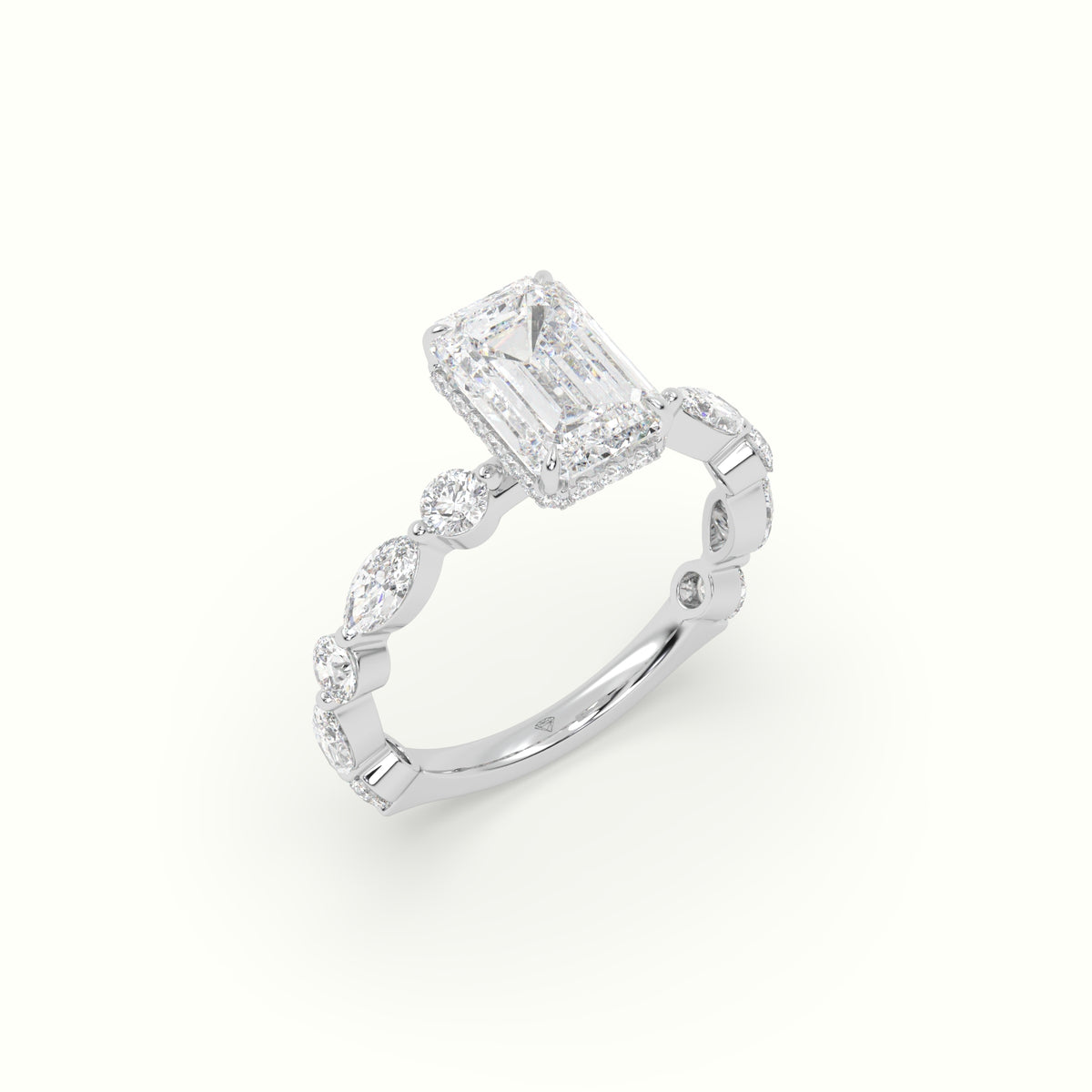 The Laura Emerald Cut 4 Prong Diamond Engagement Ring
