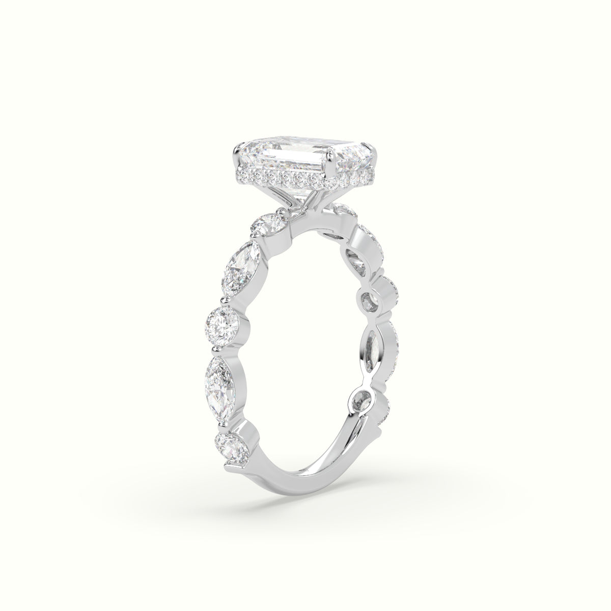 The Laura Emerald Cut 4 Prong Diamond Engagement Ring