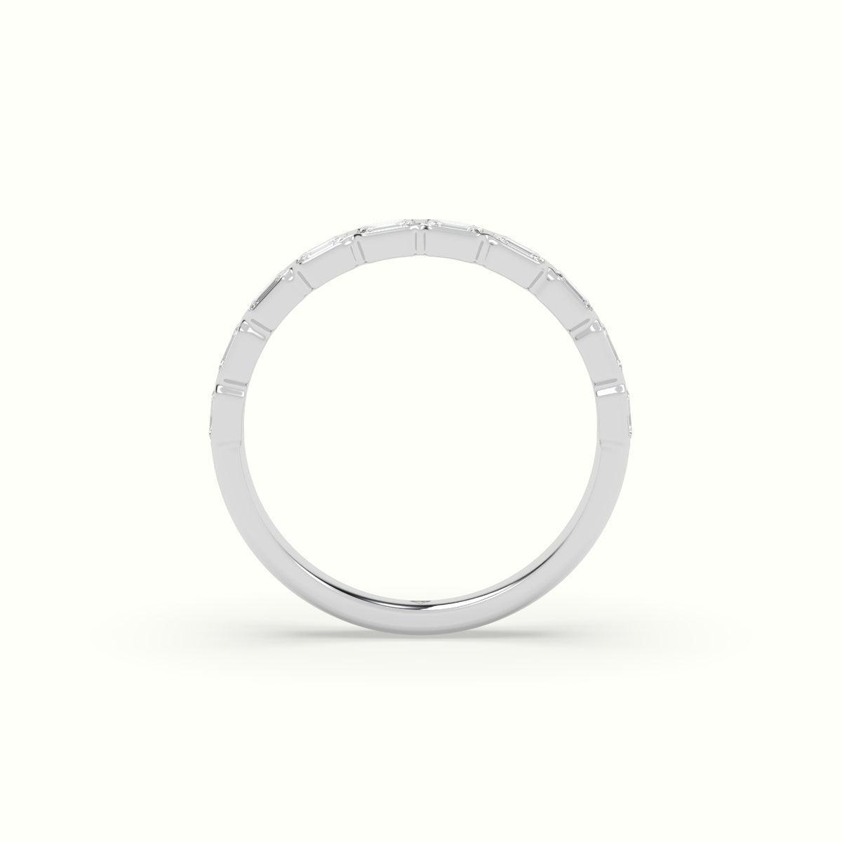 Half Eternity Bezel Horizontal Emerald Diamond Ring