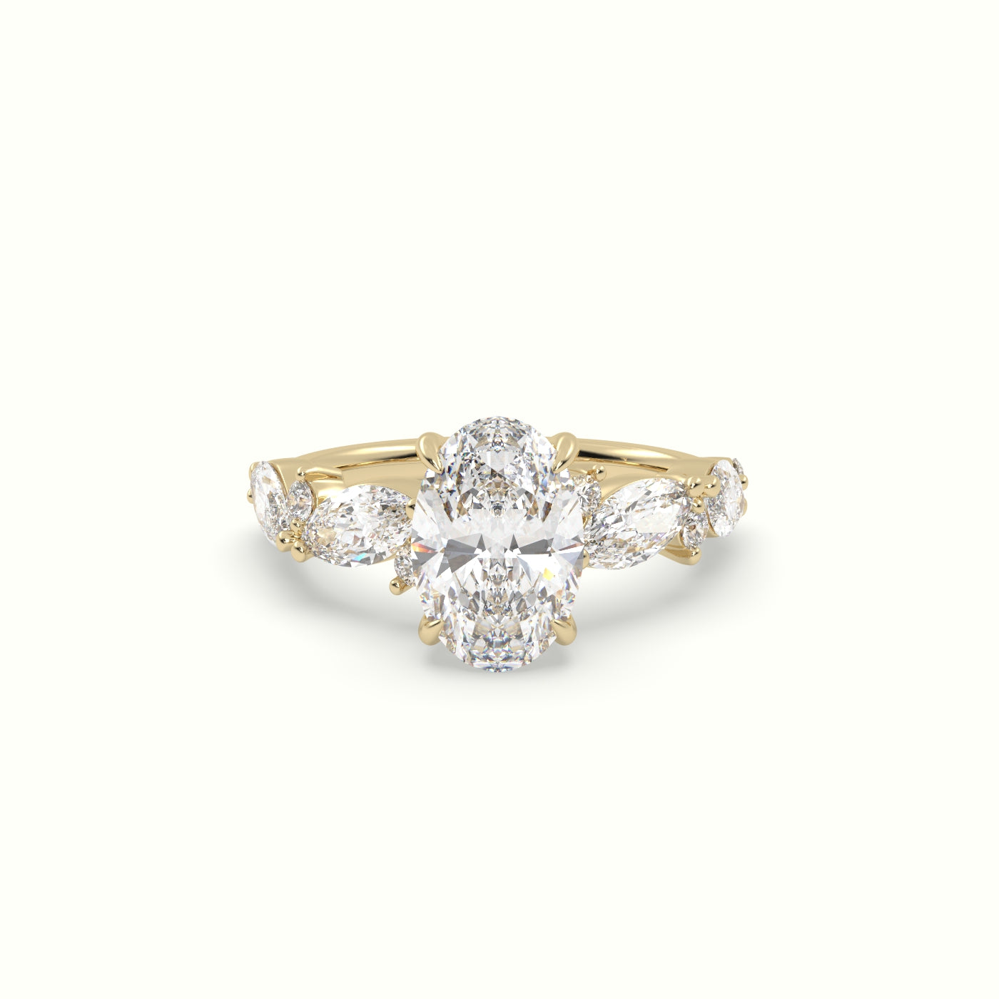 The Rita Oval Cut Side Stone Diamond Engagement Ring