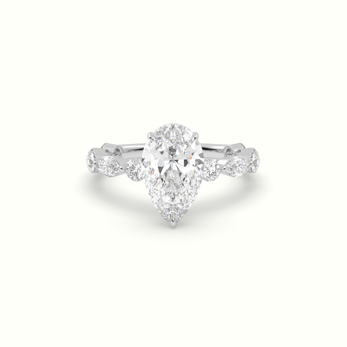 The Laura Pear Cut 3 Prong Diamond Engagement Ring