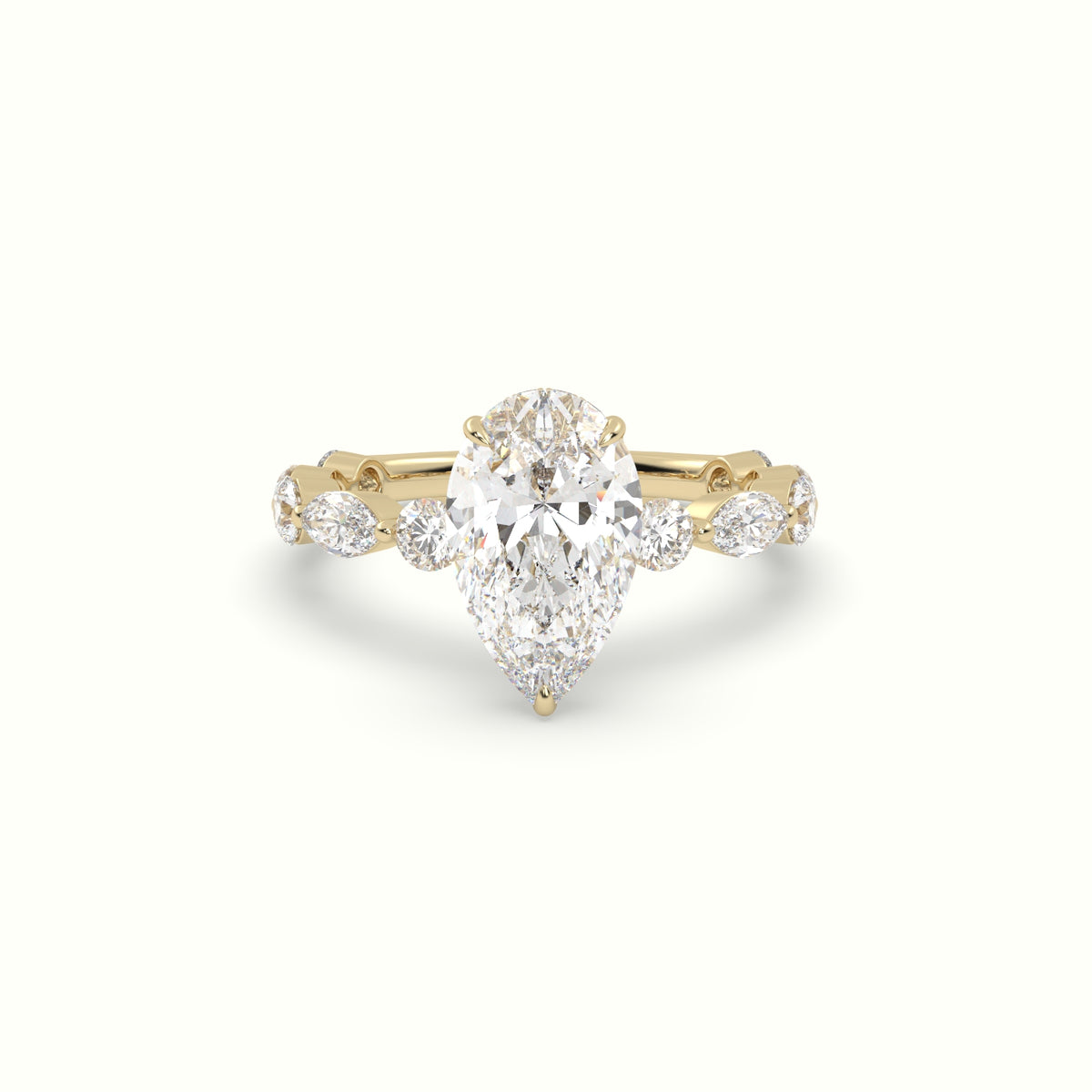 The Laura Pear Cut 3 Prong Diamond Engagement Ring