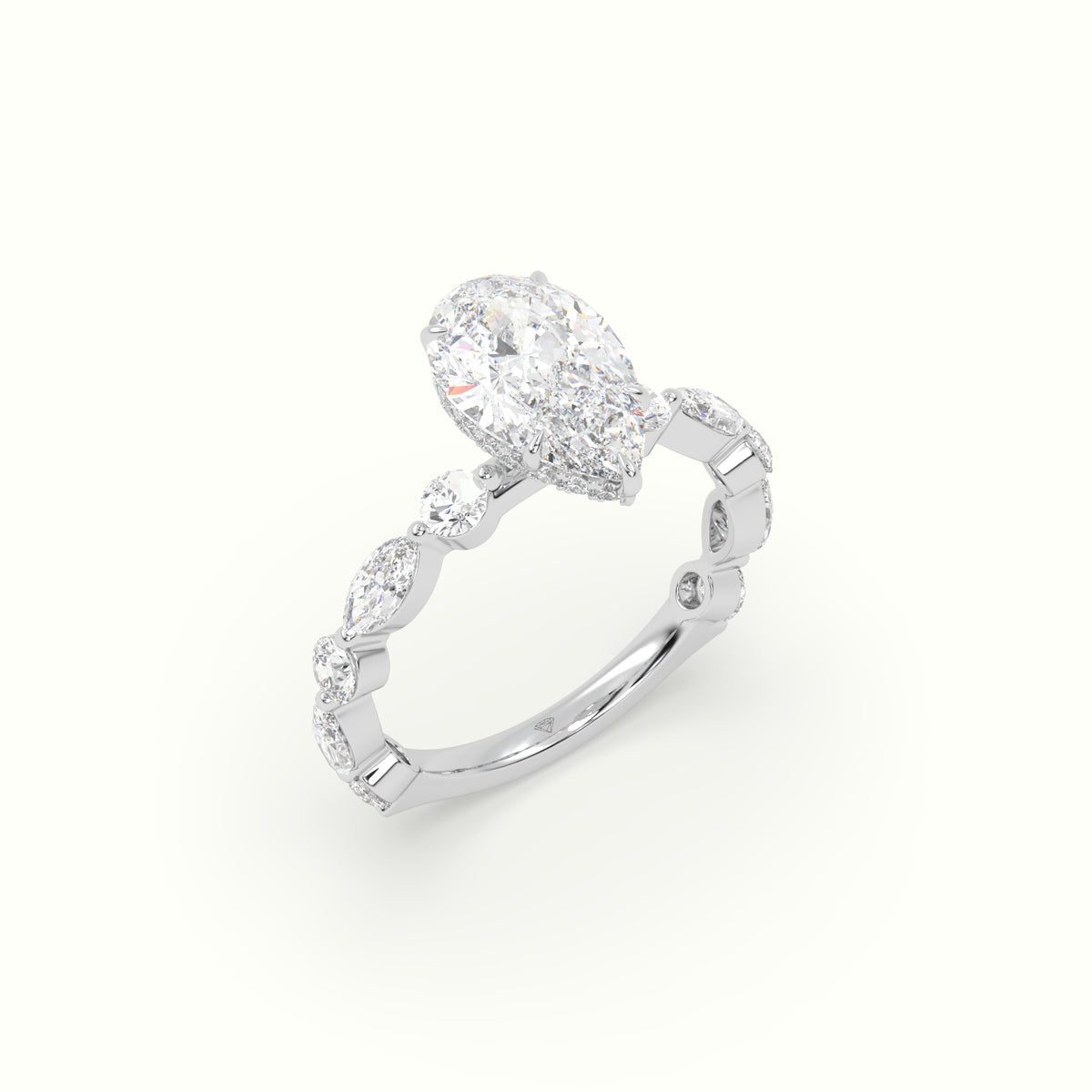The Laura Pear Cut 5 Prong Diamond Engagement Ring